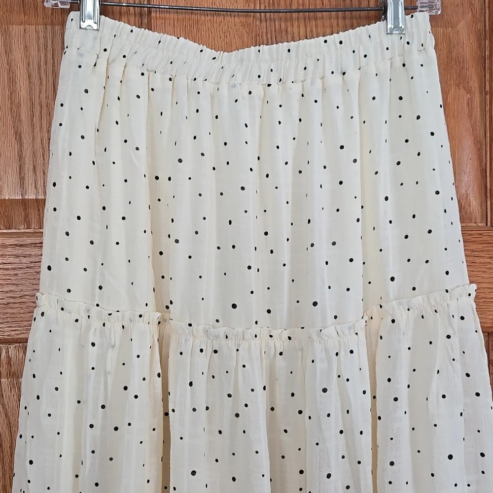 BLU PEPPER Ivory Fully Lined Skirt with Black Polka-Dots size Small - Picture 2 of 11